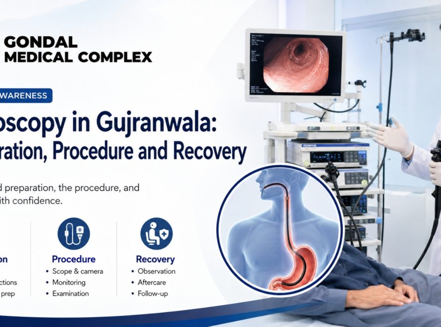Doctor explaining endoscopy preparation, procedure, and recovery steps at Gondal Medical Complex in Gujranwala